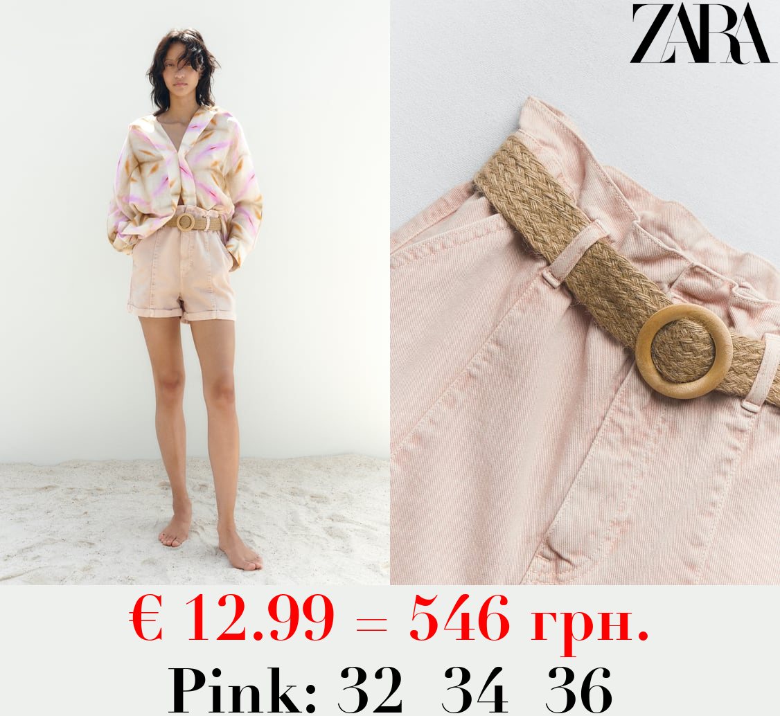 Z1975 BAGGY BELTED DENIM BERMUDA SHORTS