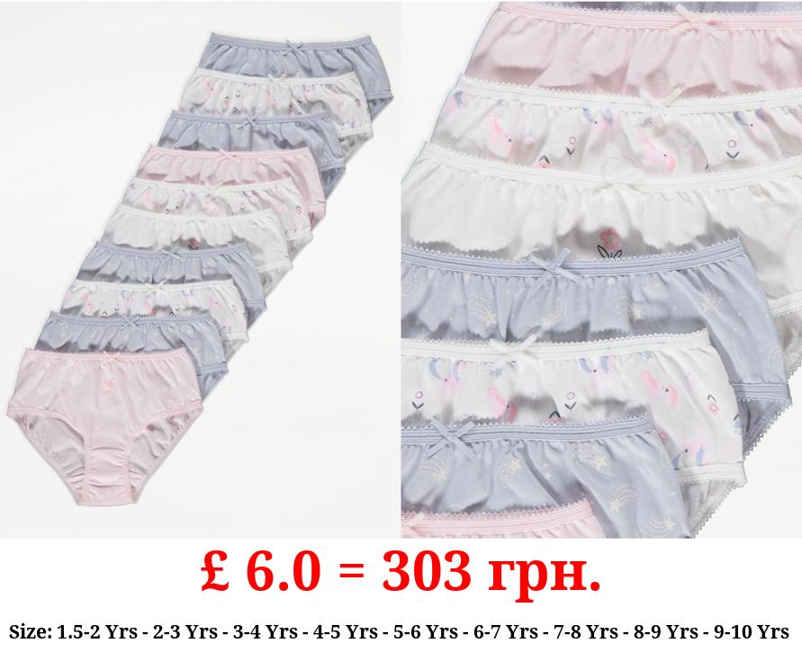 Pastel Unicorn Print Briefs 10 Pack