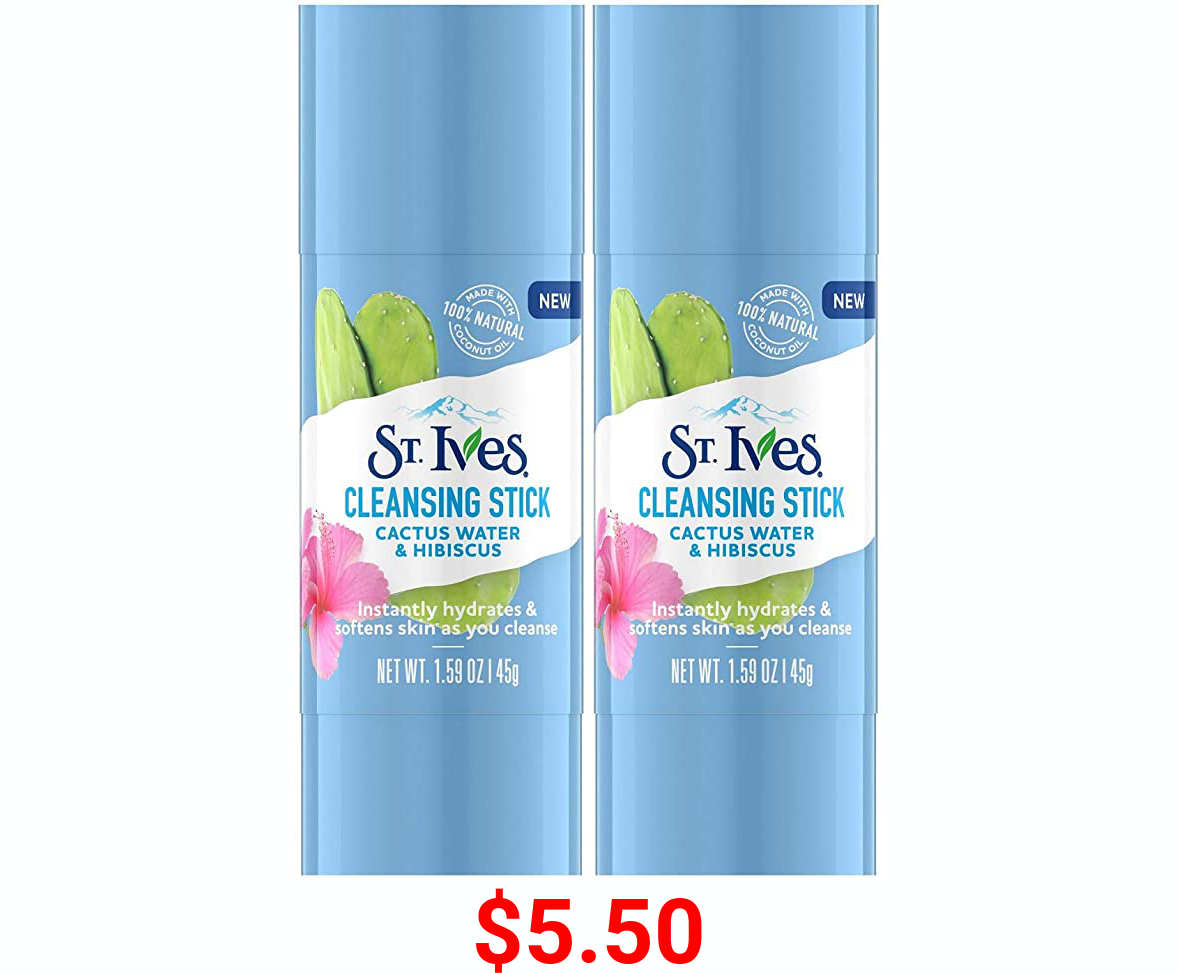 St. Ives Cleansing Stick, Cactus Water & Hibiscus, 1.59 Ounce (Pack of 2)