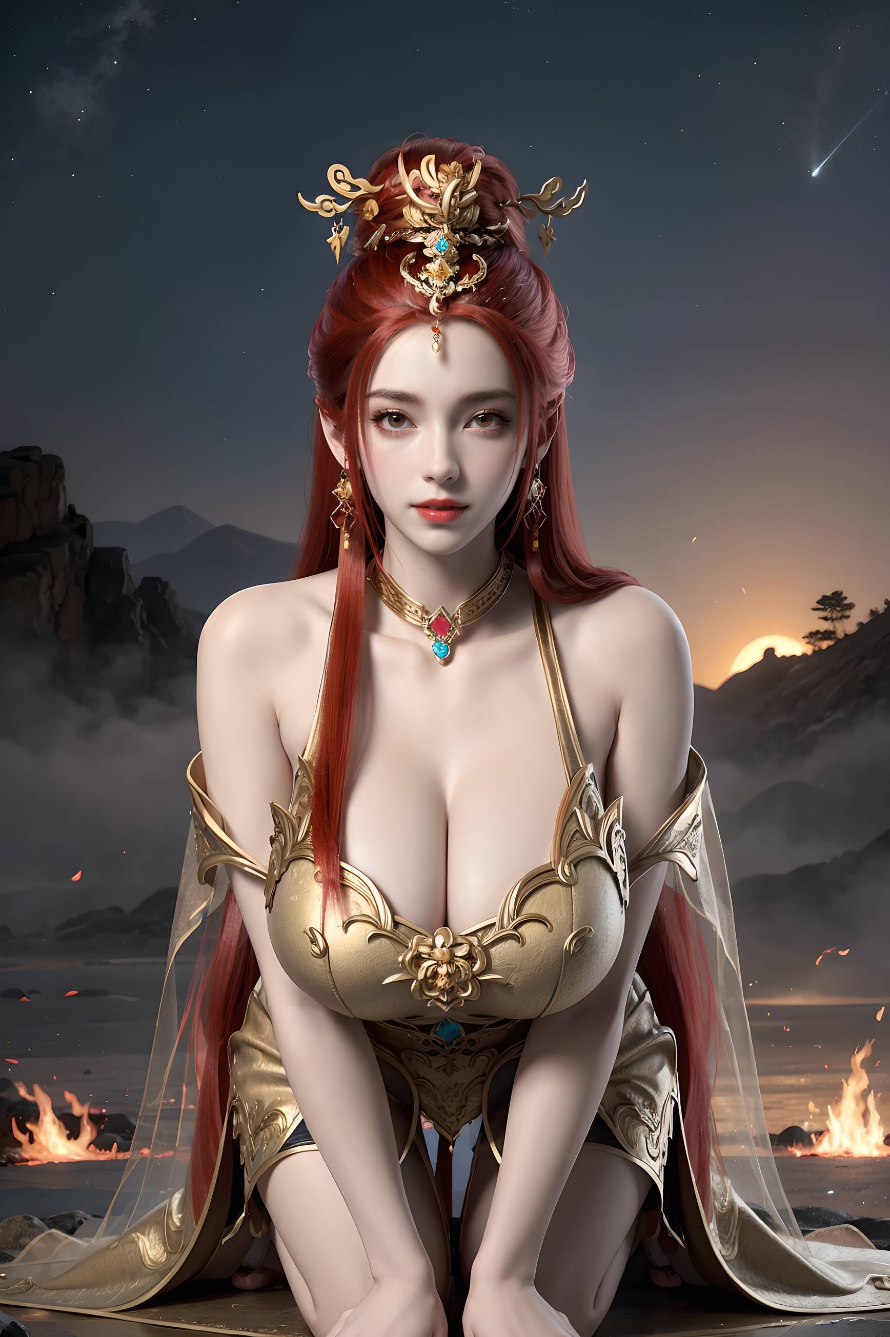 图片[10]-完美世界-曼珠沙华 户外红色礼服-六色网
