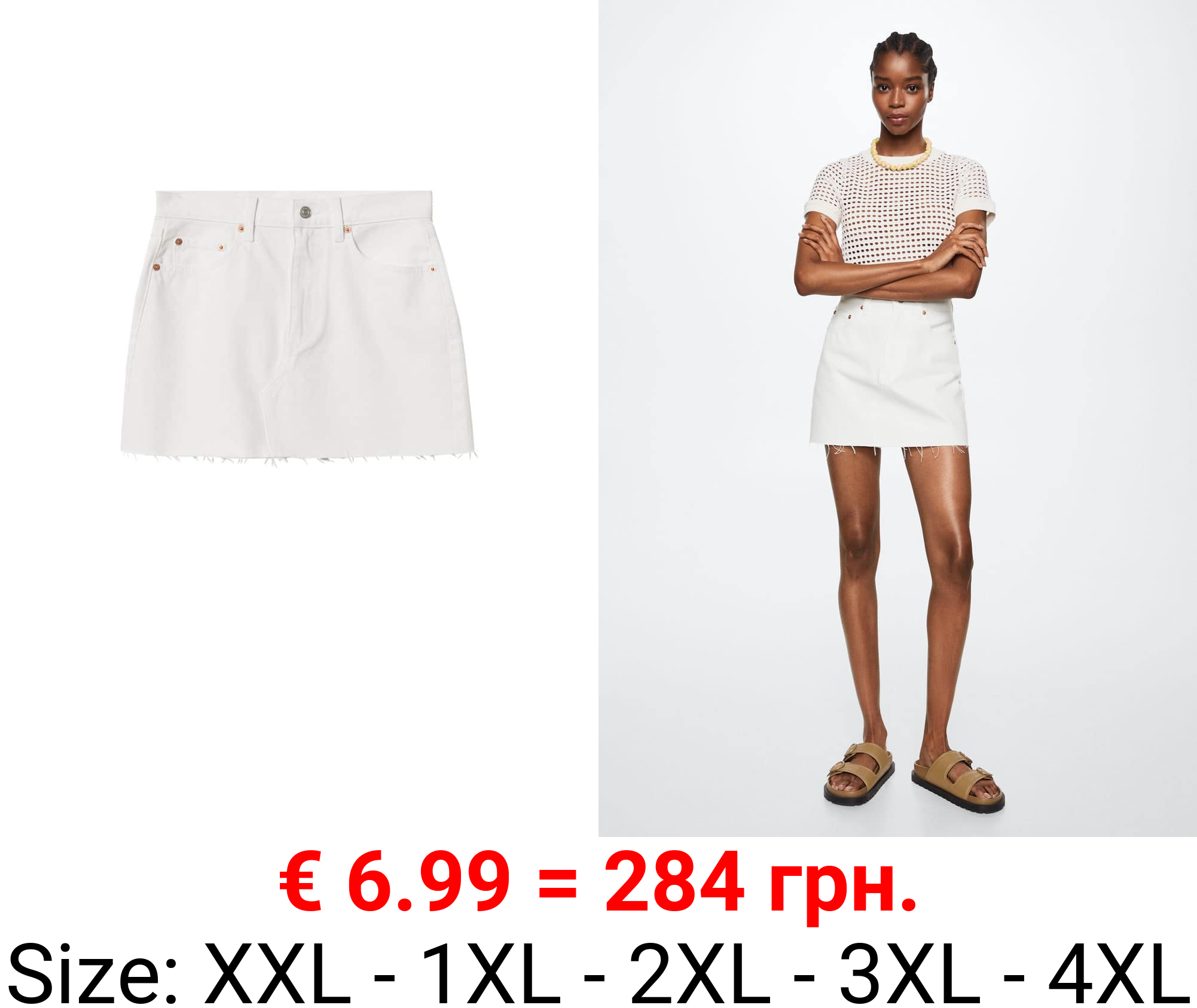 minifalda vaquera bajo deshilachado