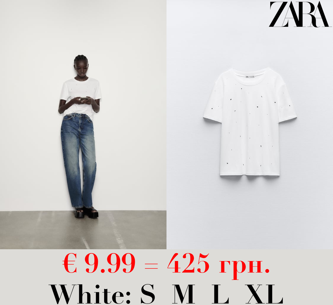 COTTON T-SHIRT WITH RHINESTONES