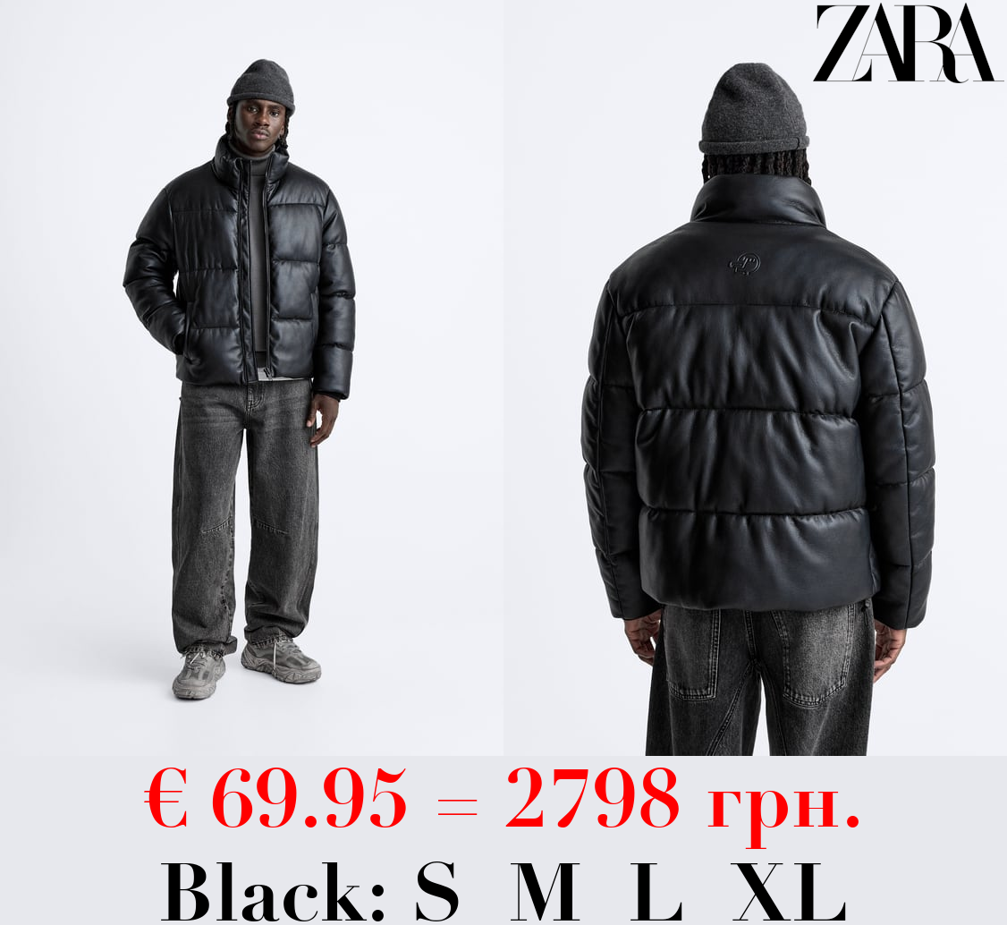 FAUX LEATHER PUFFER JACKET