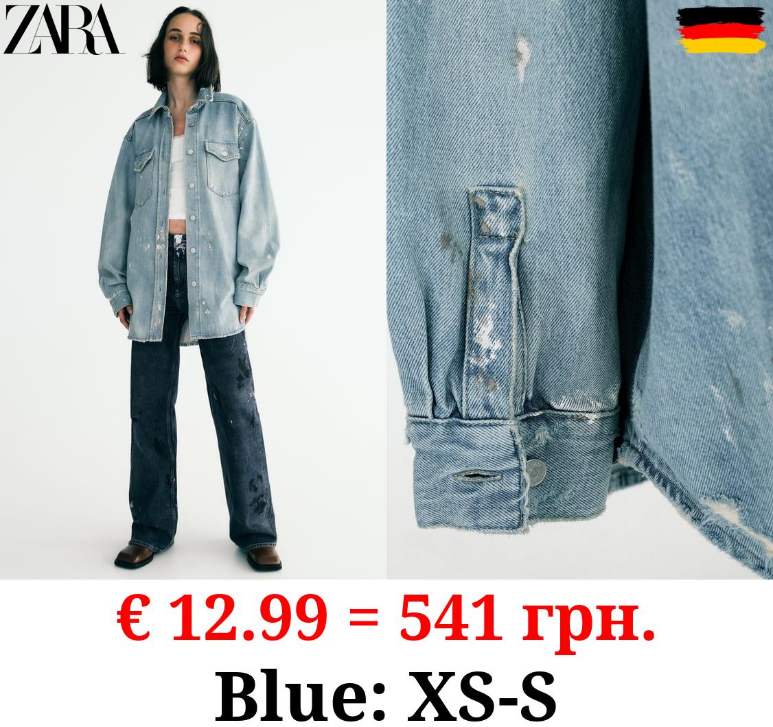 TRF PAINT SPLATTER OVERSIZED DENIM OVERSHIRT