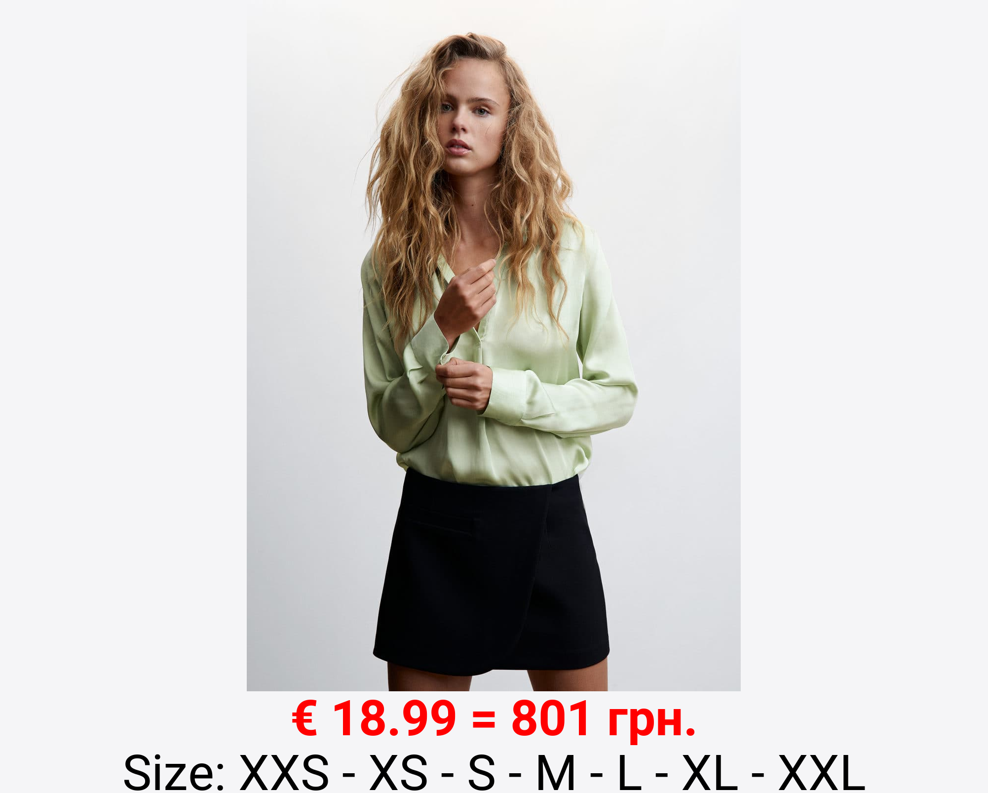 Blusa satinada cuello mao