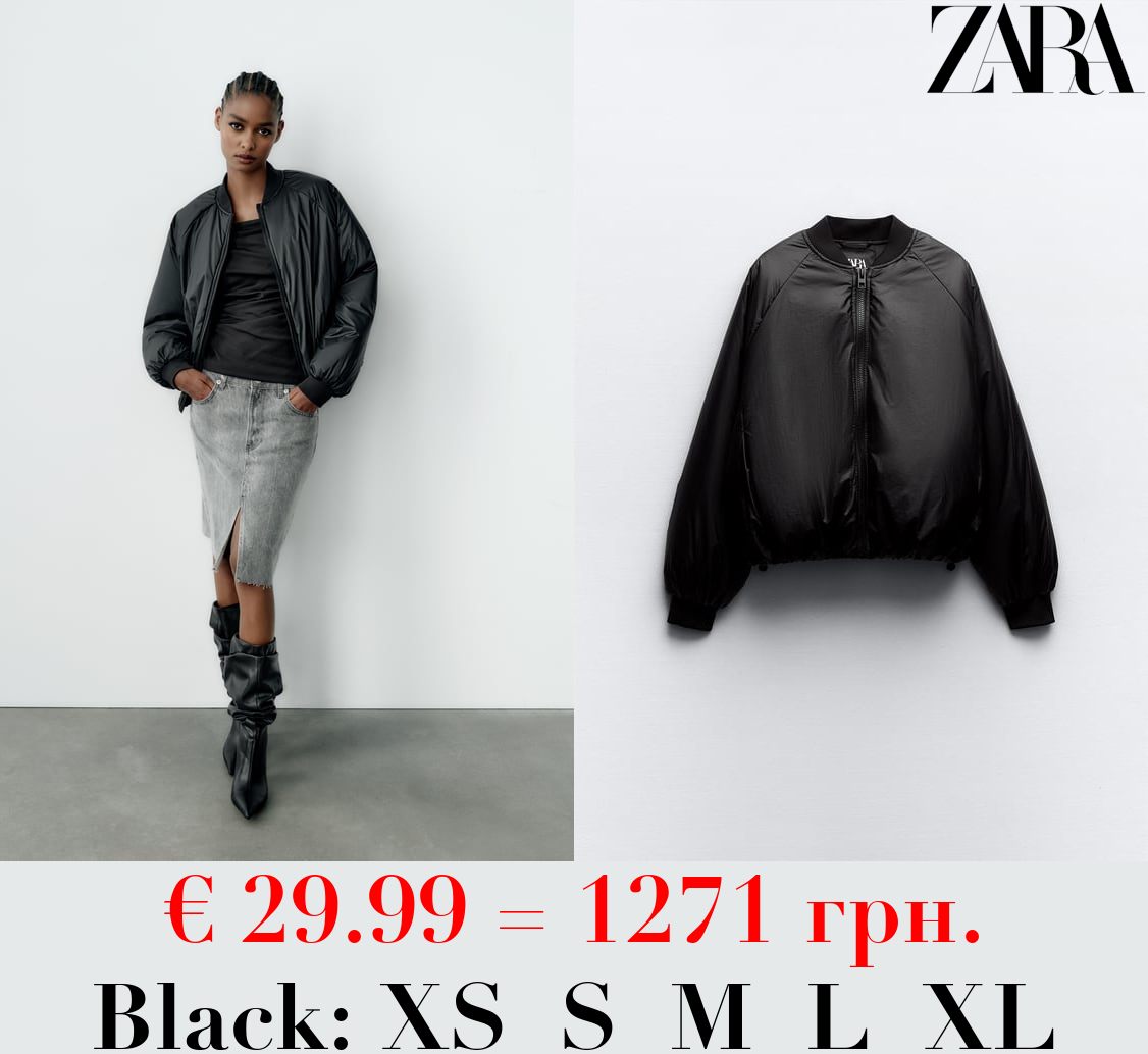 COATED OVERSIZE PADDED BOMBER JACKET