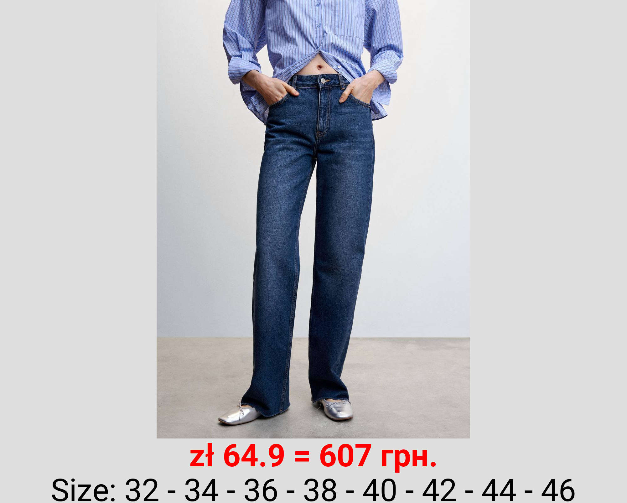 Jeans wideleg tiro medio