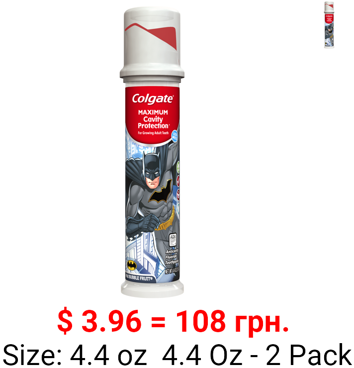 Colgate Kids Batman Maximum Cavity Protection Pump, 4.4 Ounces