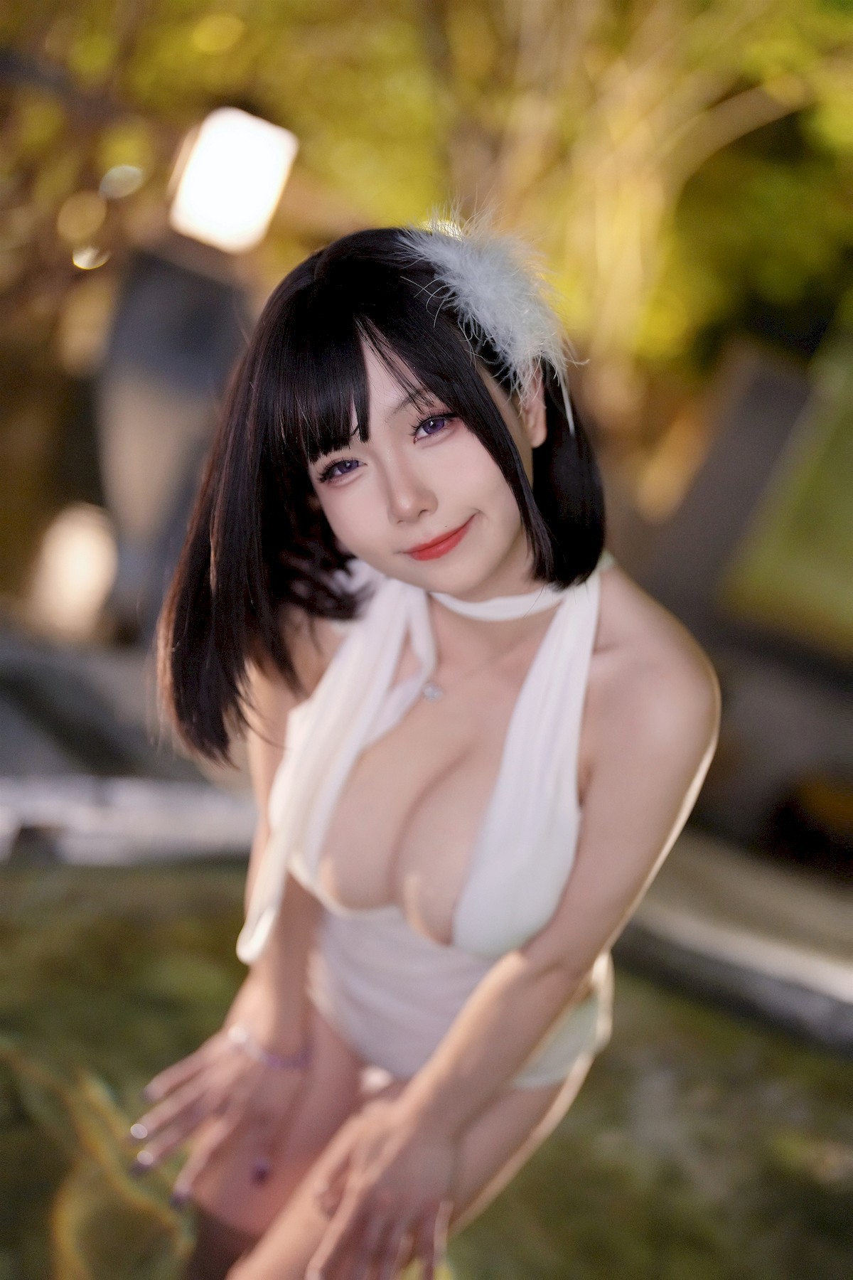 Cosplay 末夜787 白色泳装 18