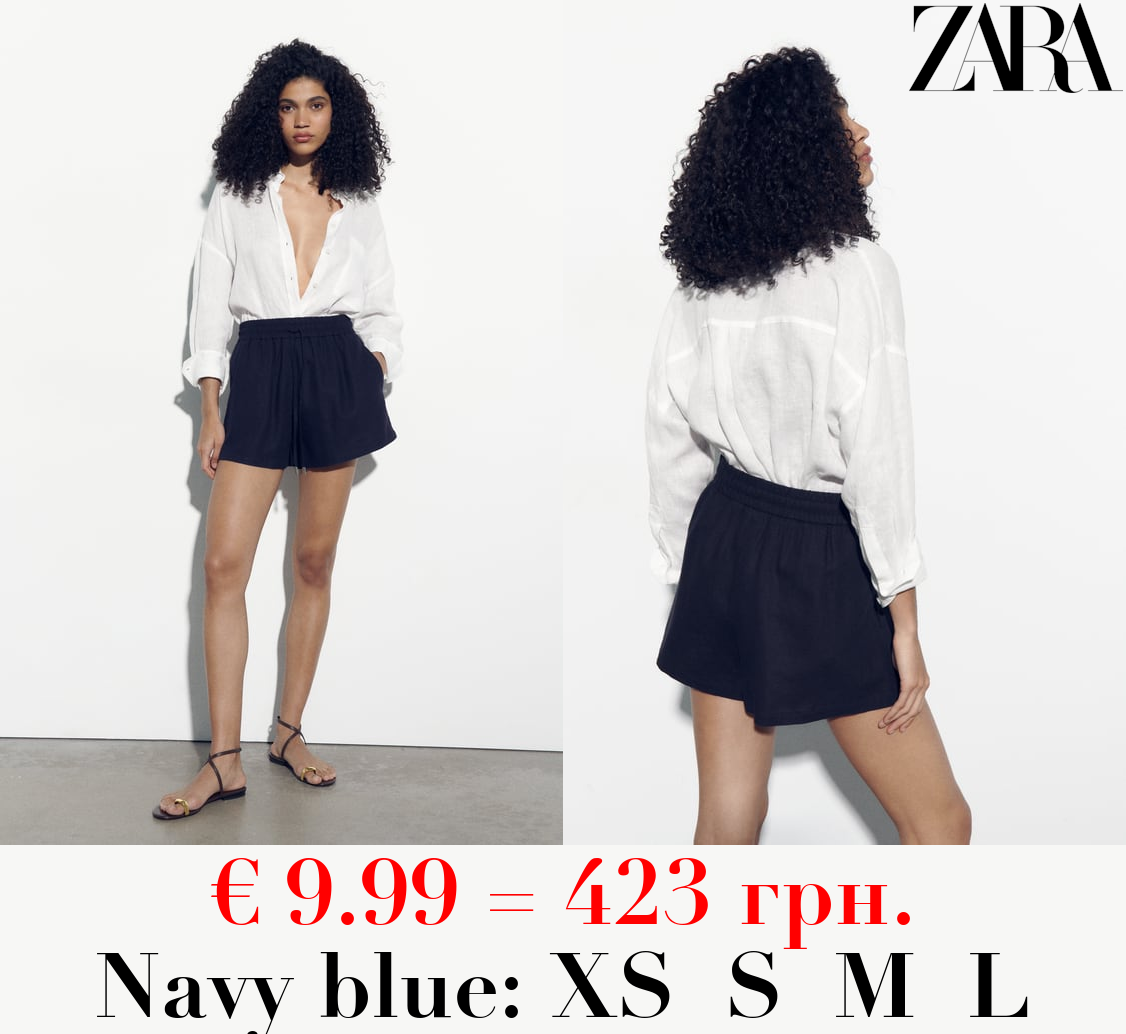 LINEN BLEND BERMUDA SHORTS WITH AN ELASTIC WAISTBAND