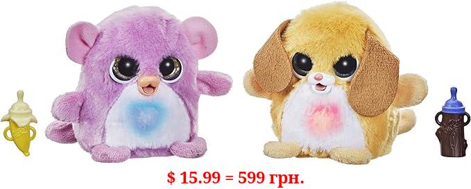 FurReal Fuzzalots Puppy and Monkey Color Change Interactive Feeding Toy, Lights and Sounds, Ages 4 and up