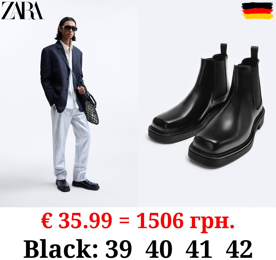 LEATHER BOOTS WITH SQUARE TOE