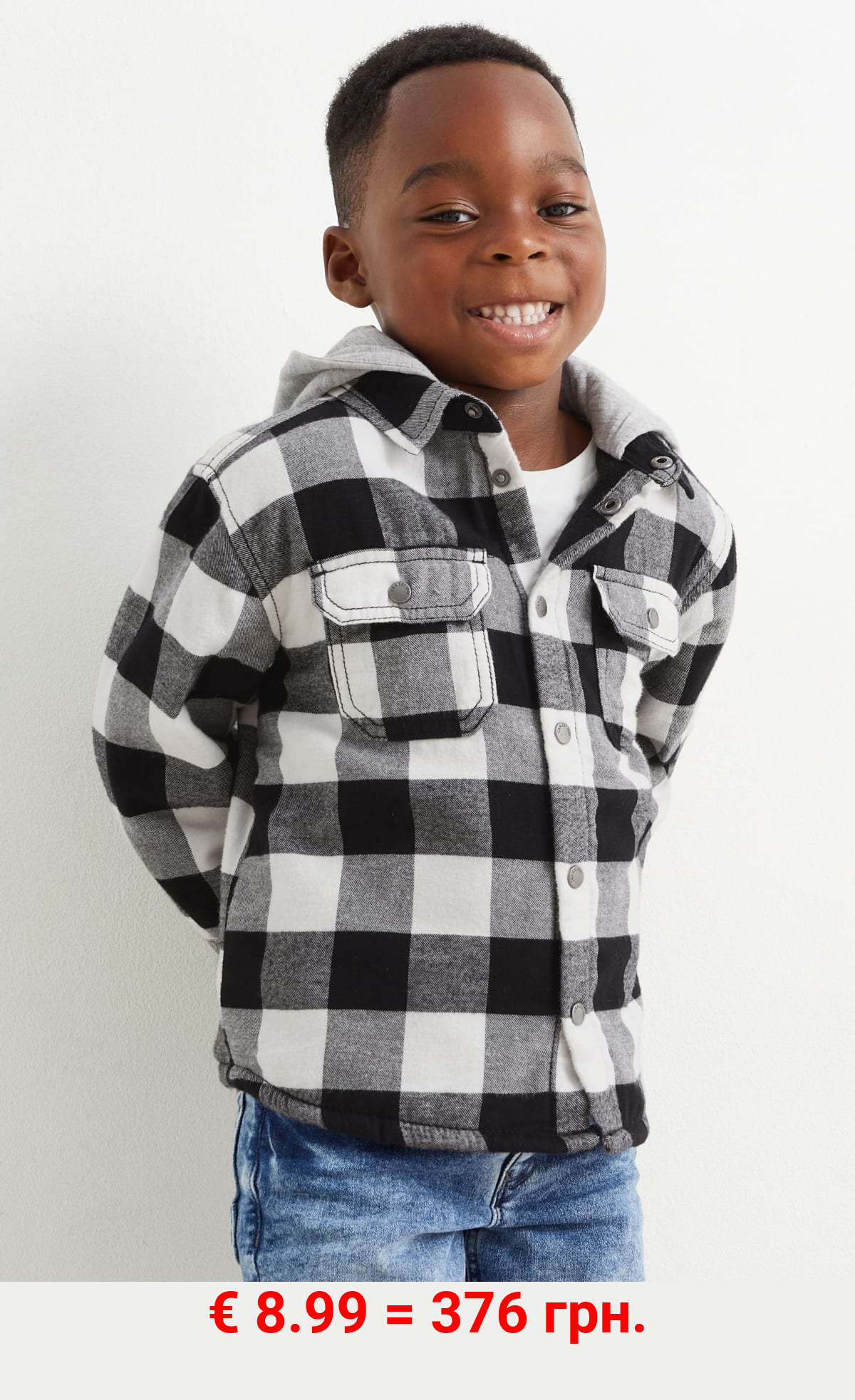 Flanellhemd mit Kapuze - kariert