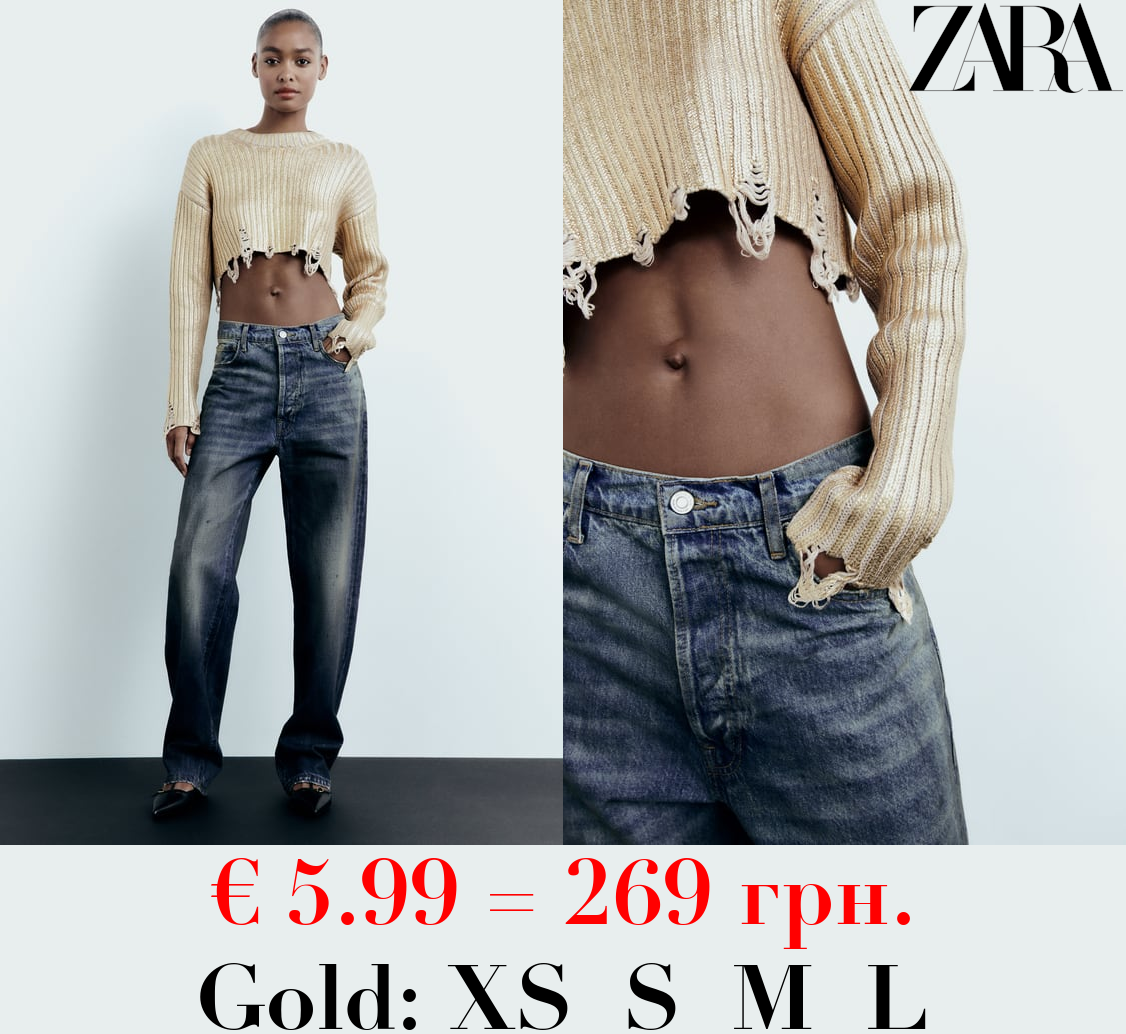 CROPPED FOIL KNIT SWEATER