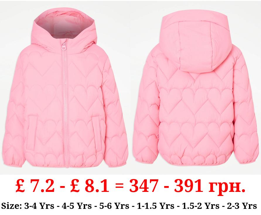Pink Heart Quilted Padded Jacket
