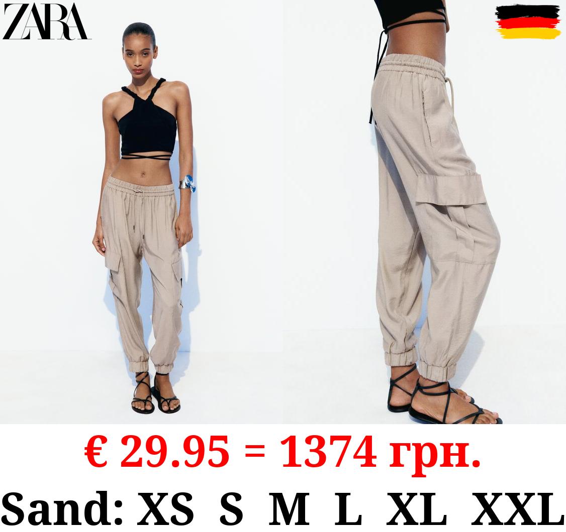 CARGO TROUSERS WITH ELASTICATED WAISTBAND