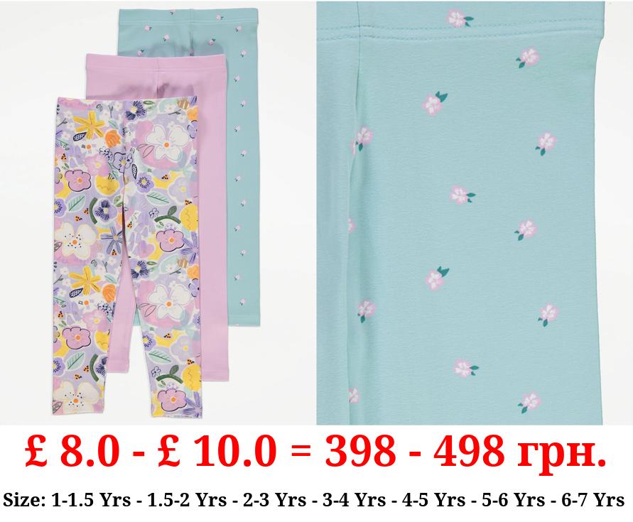 Pastel Floral Leggings 3 Pack