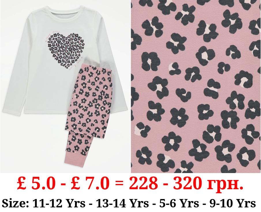 Leopard Heart Long Sleeve Pyjamas