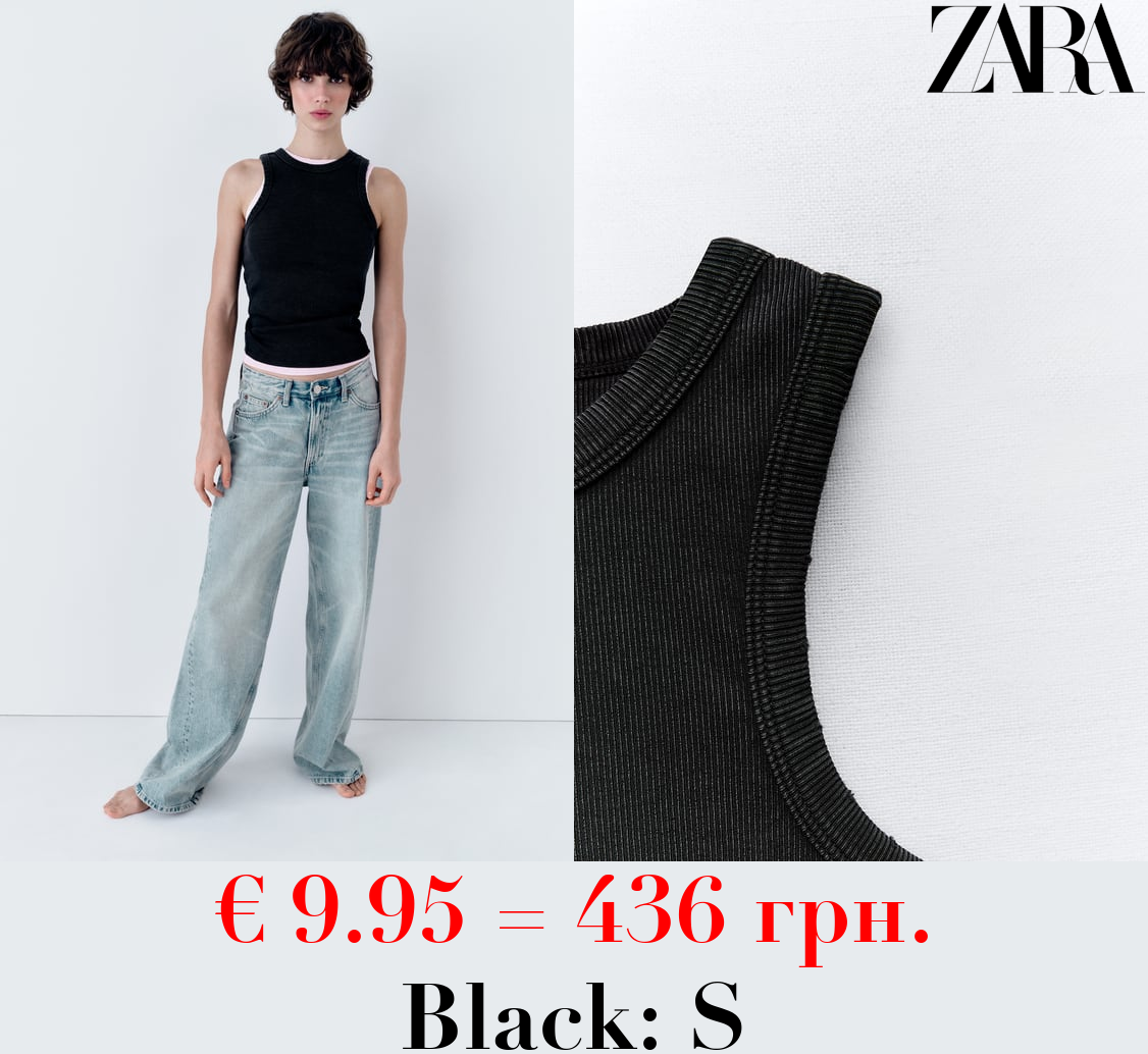 FADED-EFFECT RIB T-SHIRT