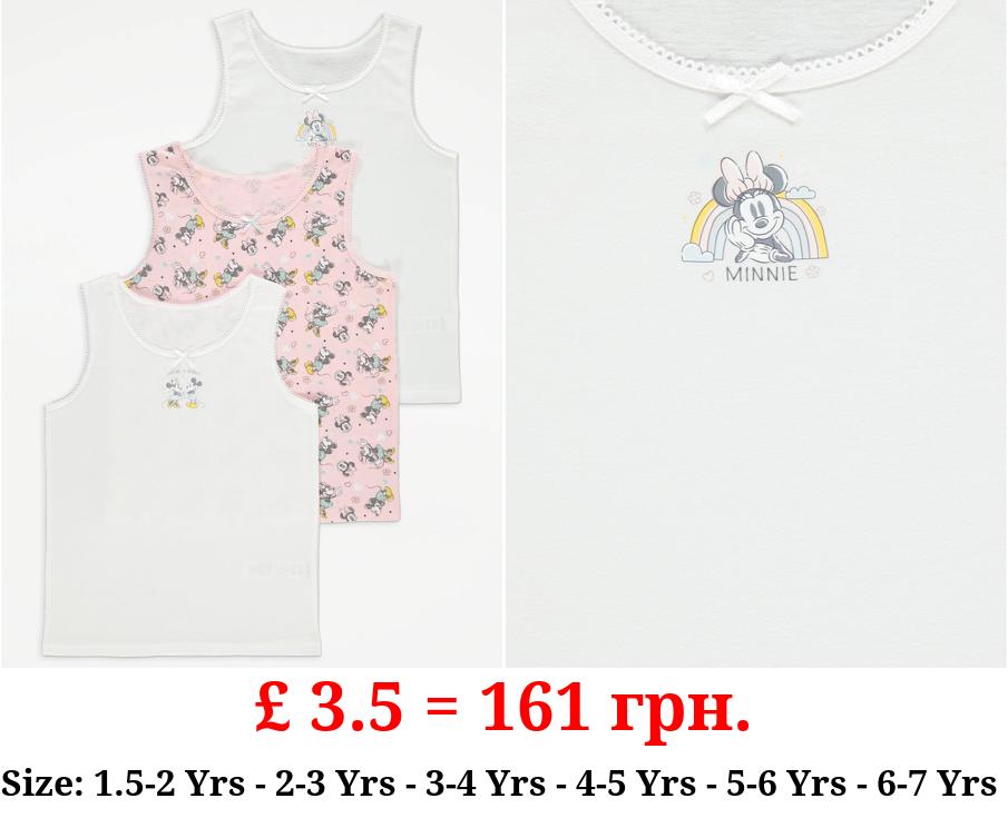 Disney Minnie Mouse White Vests 3 Pack