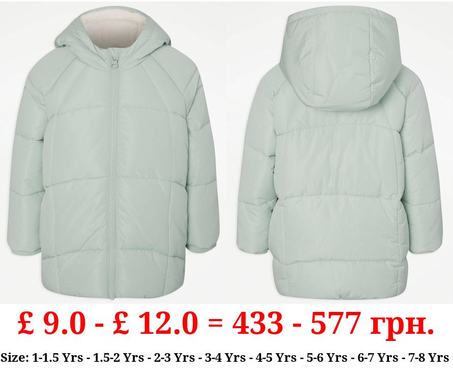Sage Green Padded Hooded Coat