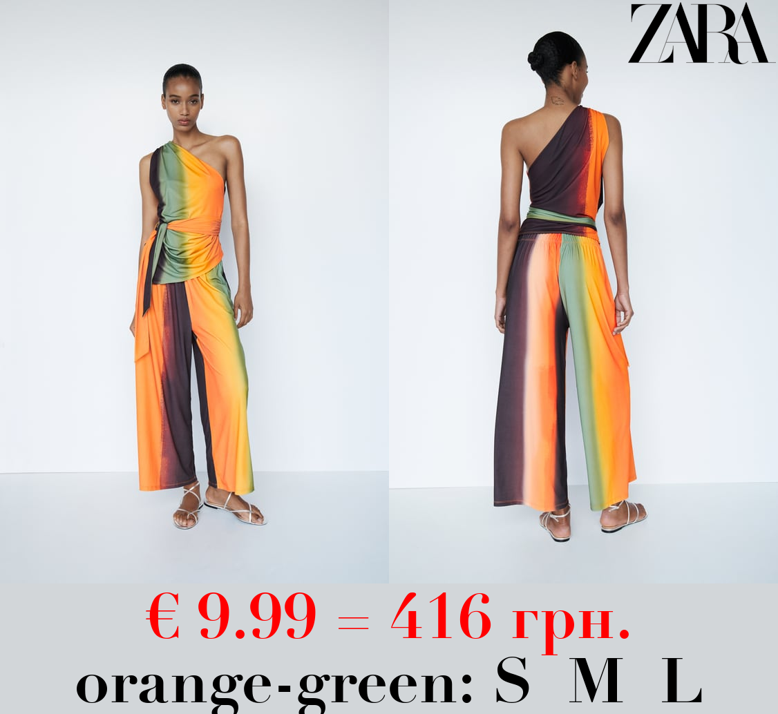 CROPPED STRIPED FLOWING TROUSERS