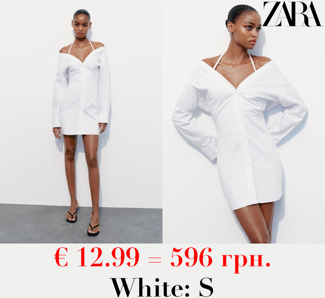 OFF-THE-SHOULDER GABARDINE DRESS