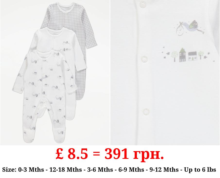 White Stork Sleepsuits 3 Pack
