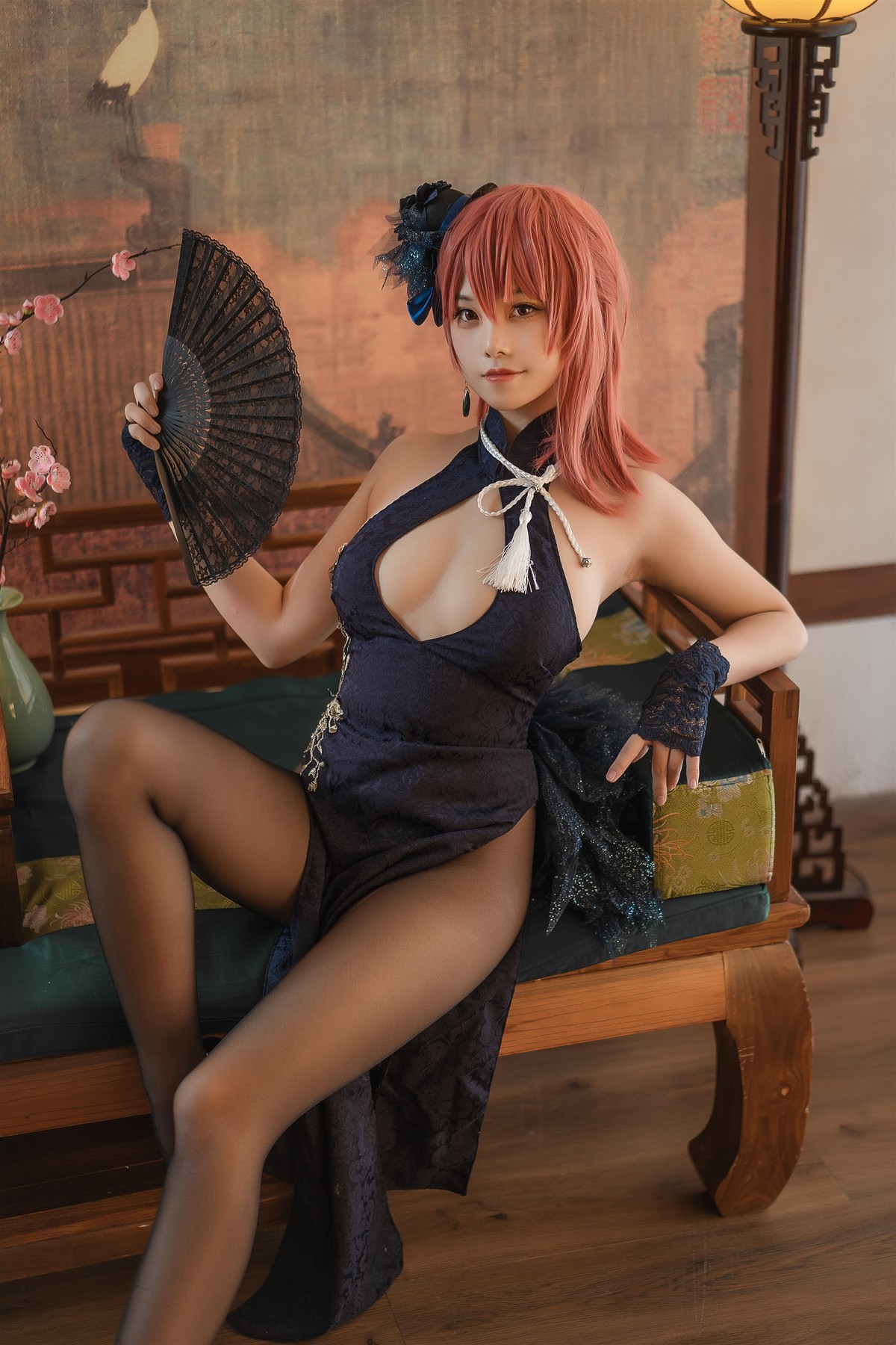蜜汁猫裘 Cosplay 黑太子旗袍 1
