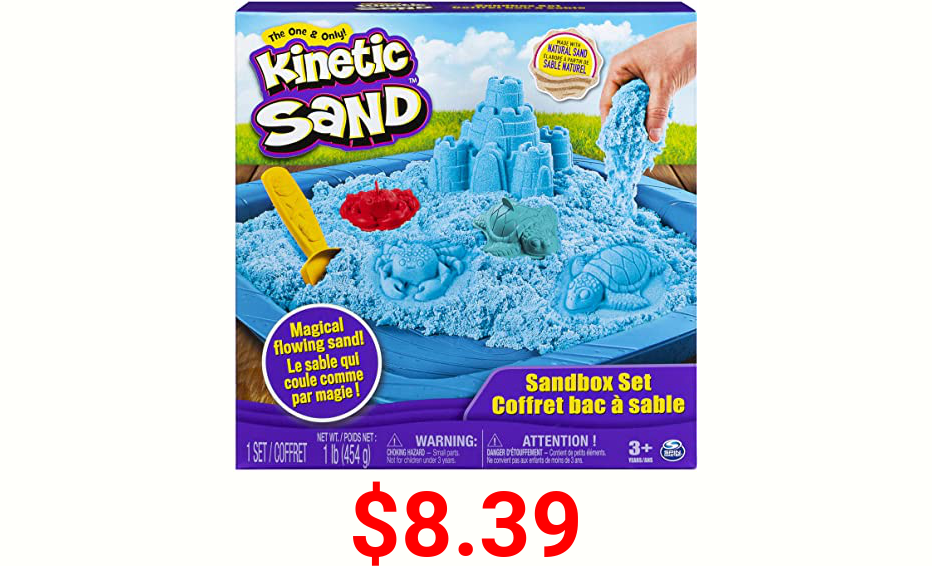 Kinetic Sand, Sandbox Playset with 1lb of Blue and 3 Molds, for Ages 3 and up