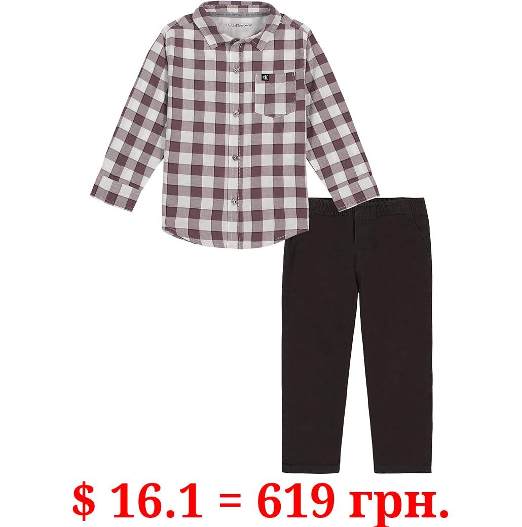 Calvin Klein Baby Boys 2 Pieces Long Sleeve Woven Shirt Set2 Pieces Long Sleeve Woven Shirt Set