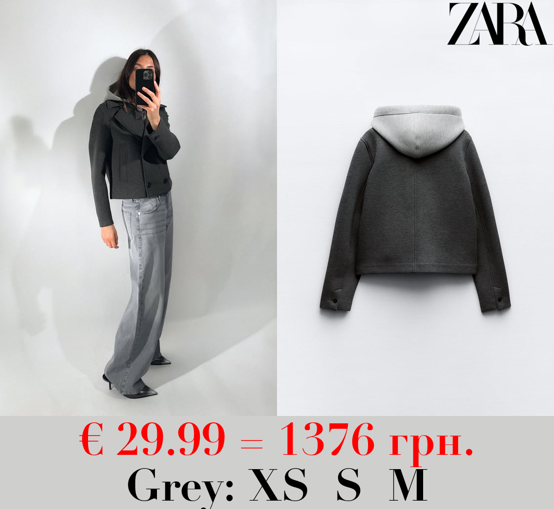 CROPPED JACKET COMBINED WITH HOOD