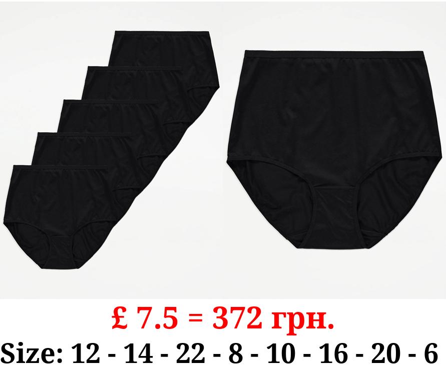 Black Microfibre Full Brief Knickers 5 Pack