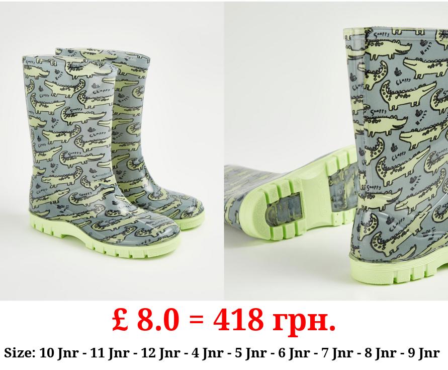 Green Crocodile Wellington Boots