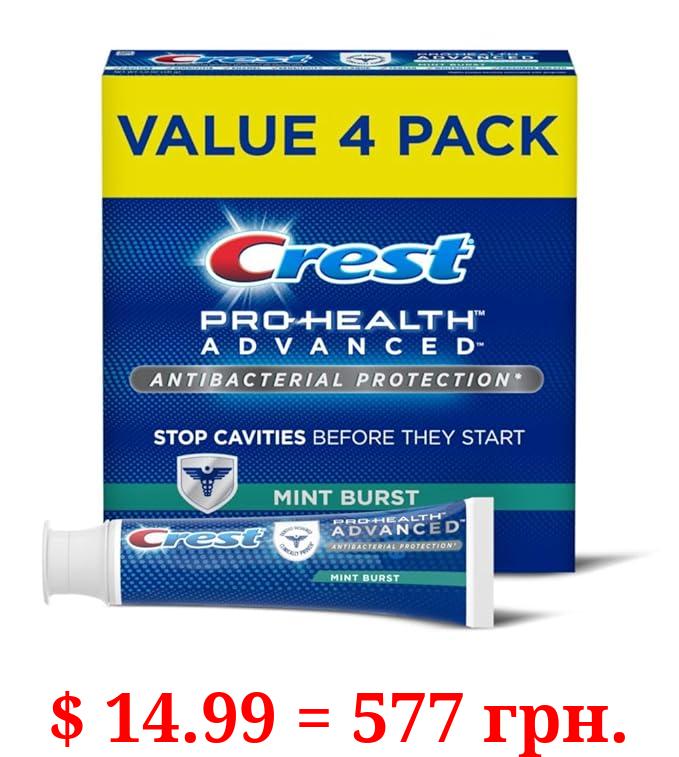 Crest Pro-Health Advanced Antibacterial Protection Toothpaste, Mint Burst, 5 Oz (Pack of 4)