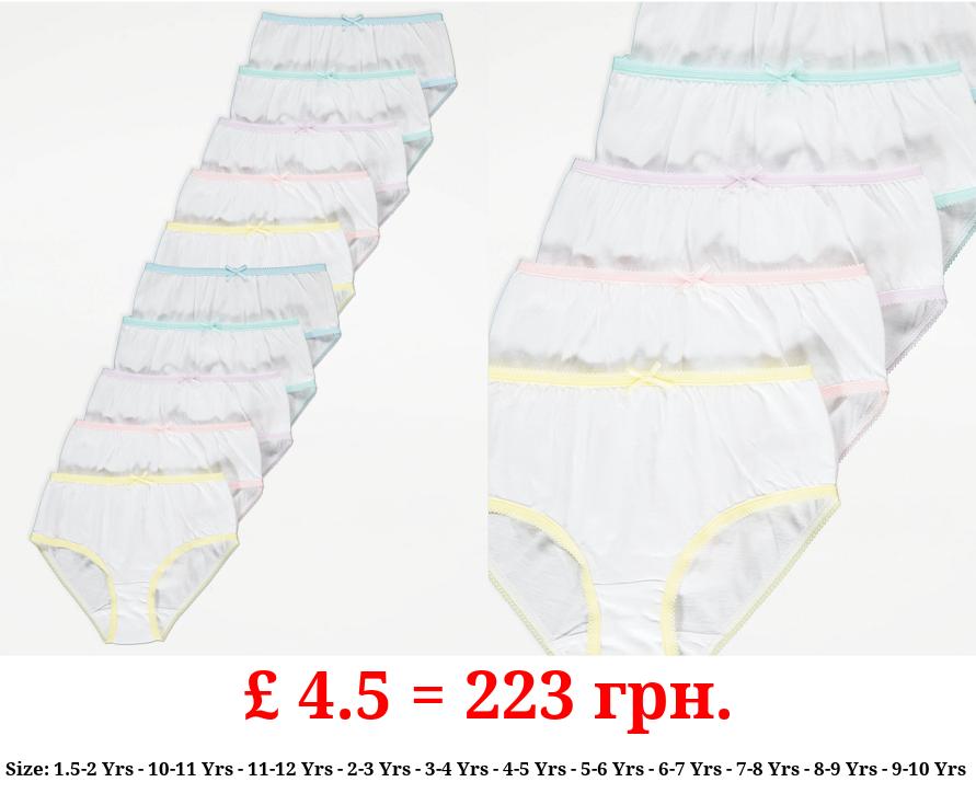 White Colour Trim Briefs 10 Pack