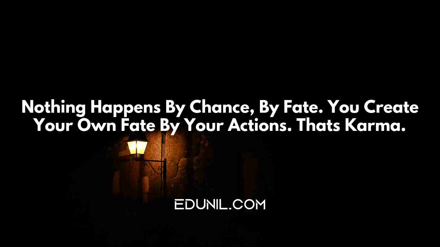 Nothing Happens By Chance, By Fate. You Create Your Own Fate By Your Actions. That’s Karma. -  