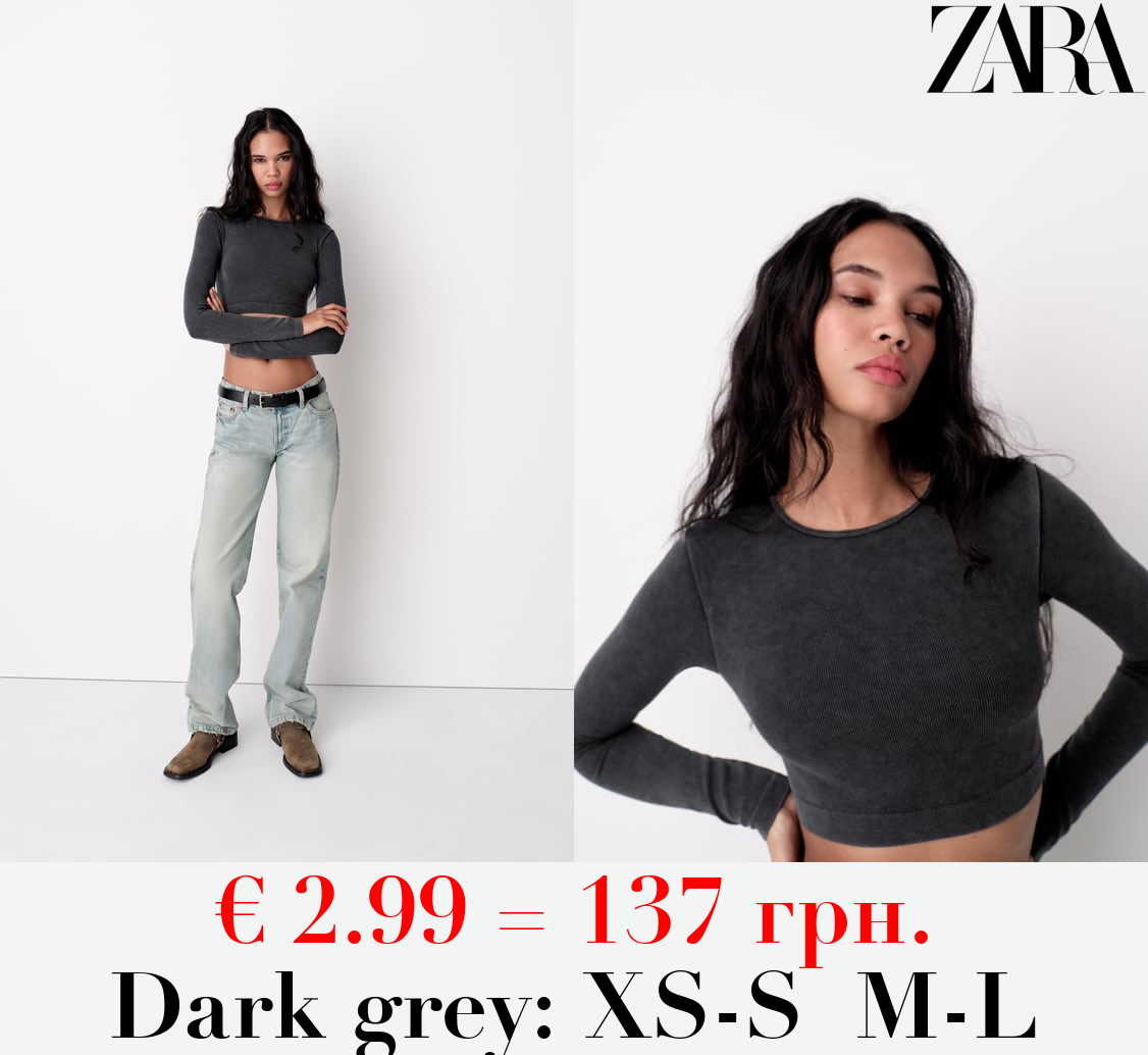 SEAMLESS RIBBED FADED CROP TOP