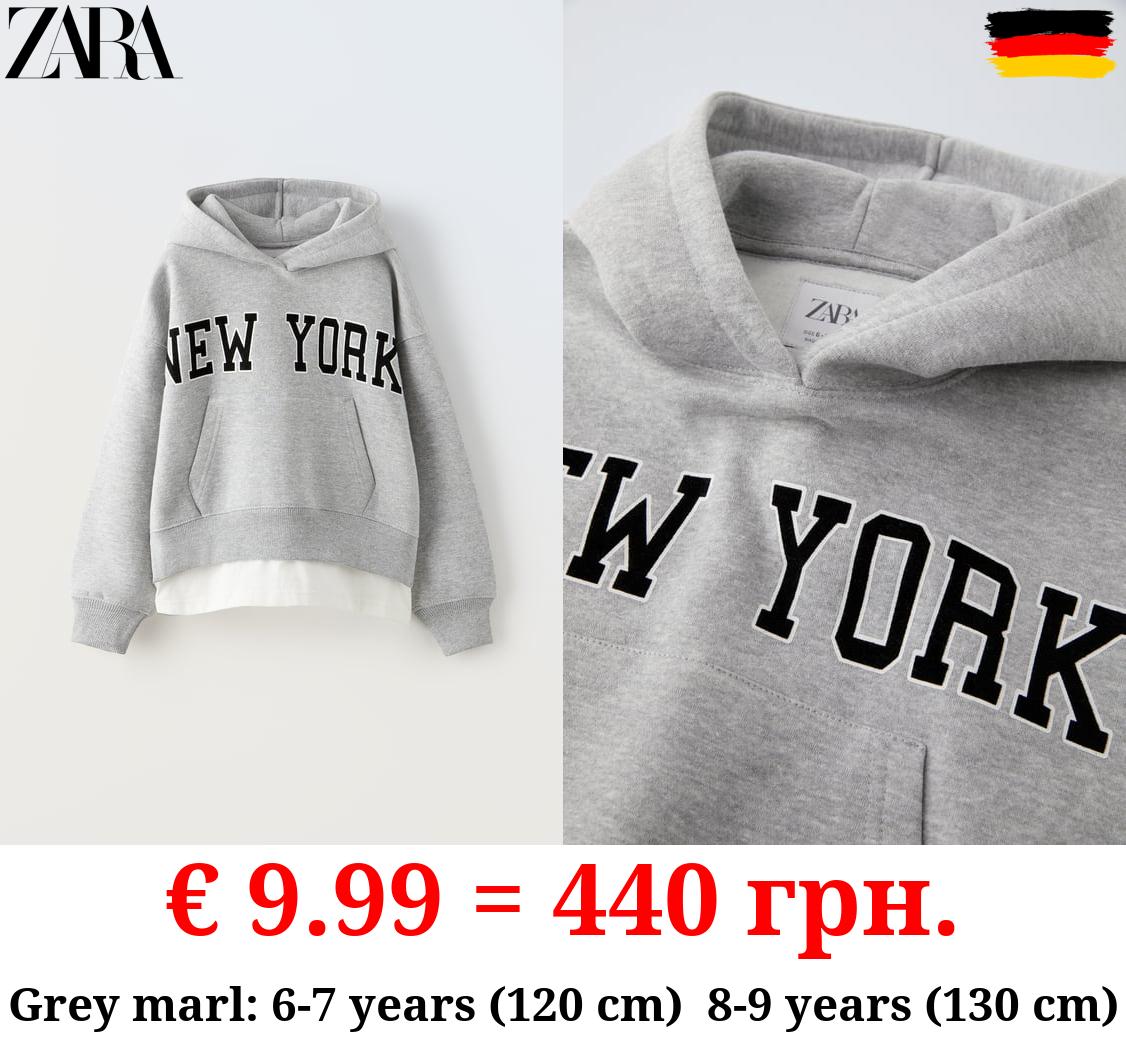 FLOCKED CONTRAST SLOGAN HOODIE