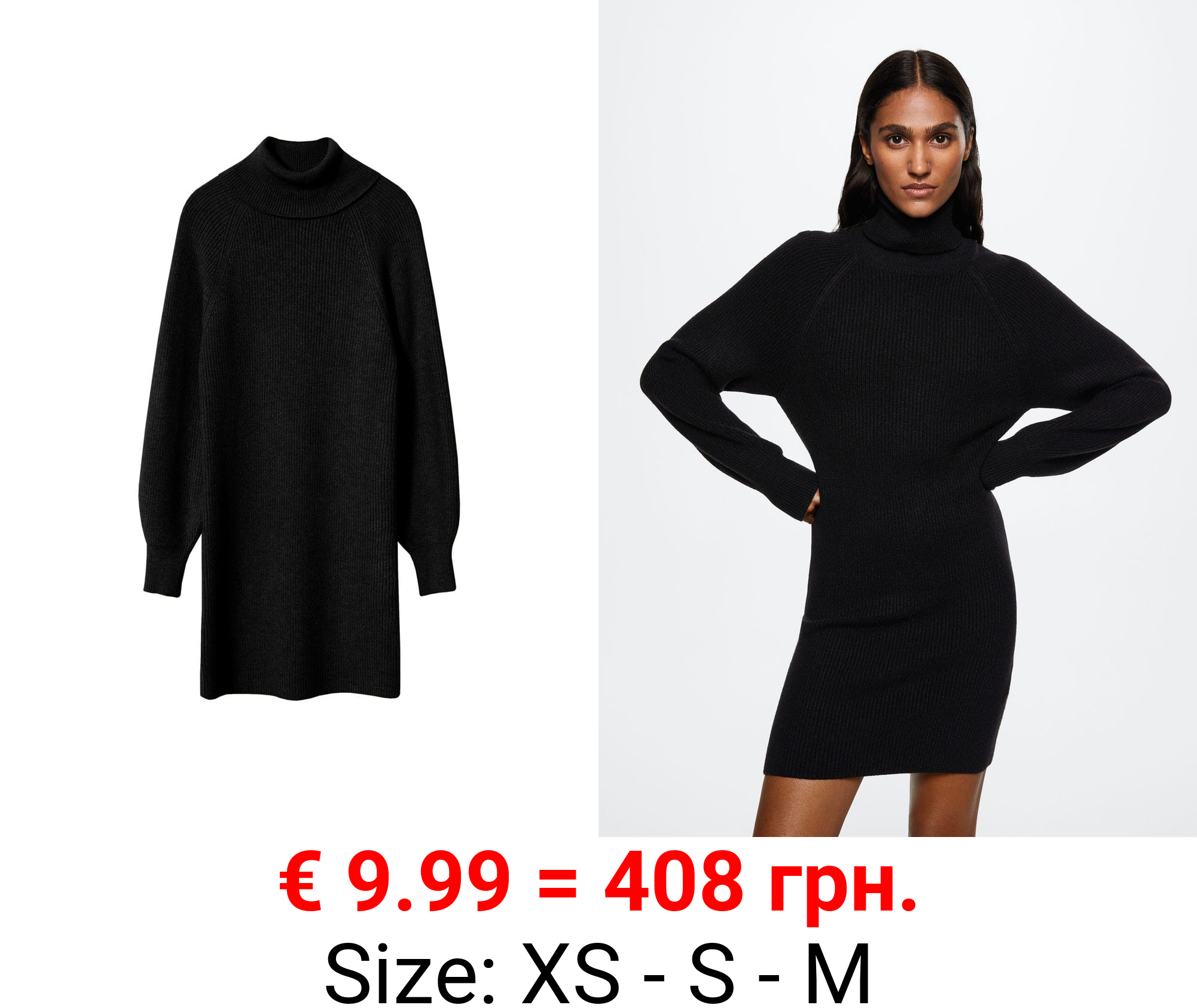 vestido canalé cuello vuelto