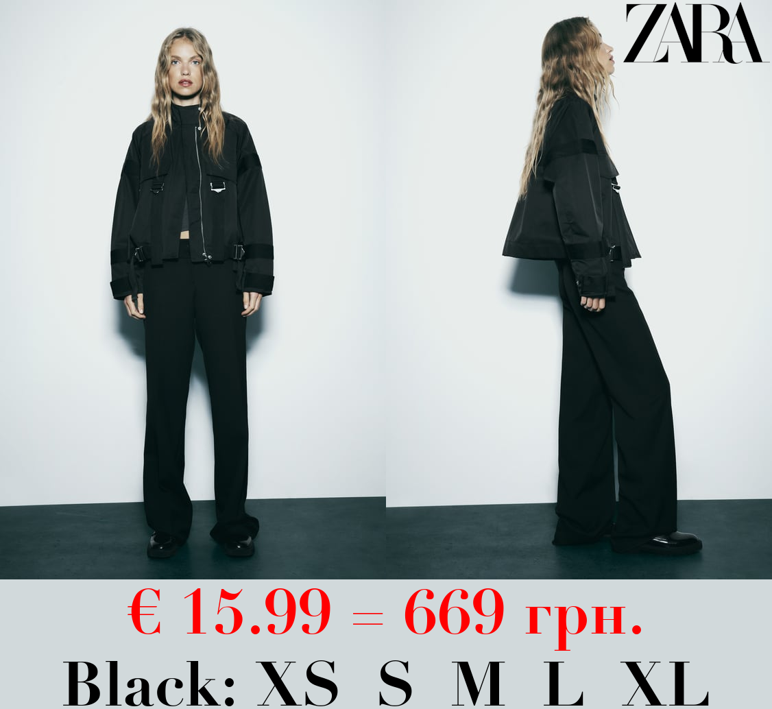 ZW COLLECTION CONTRAST BOMBER JACKET WITH BUCKLES