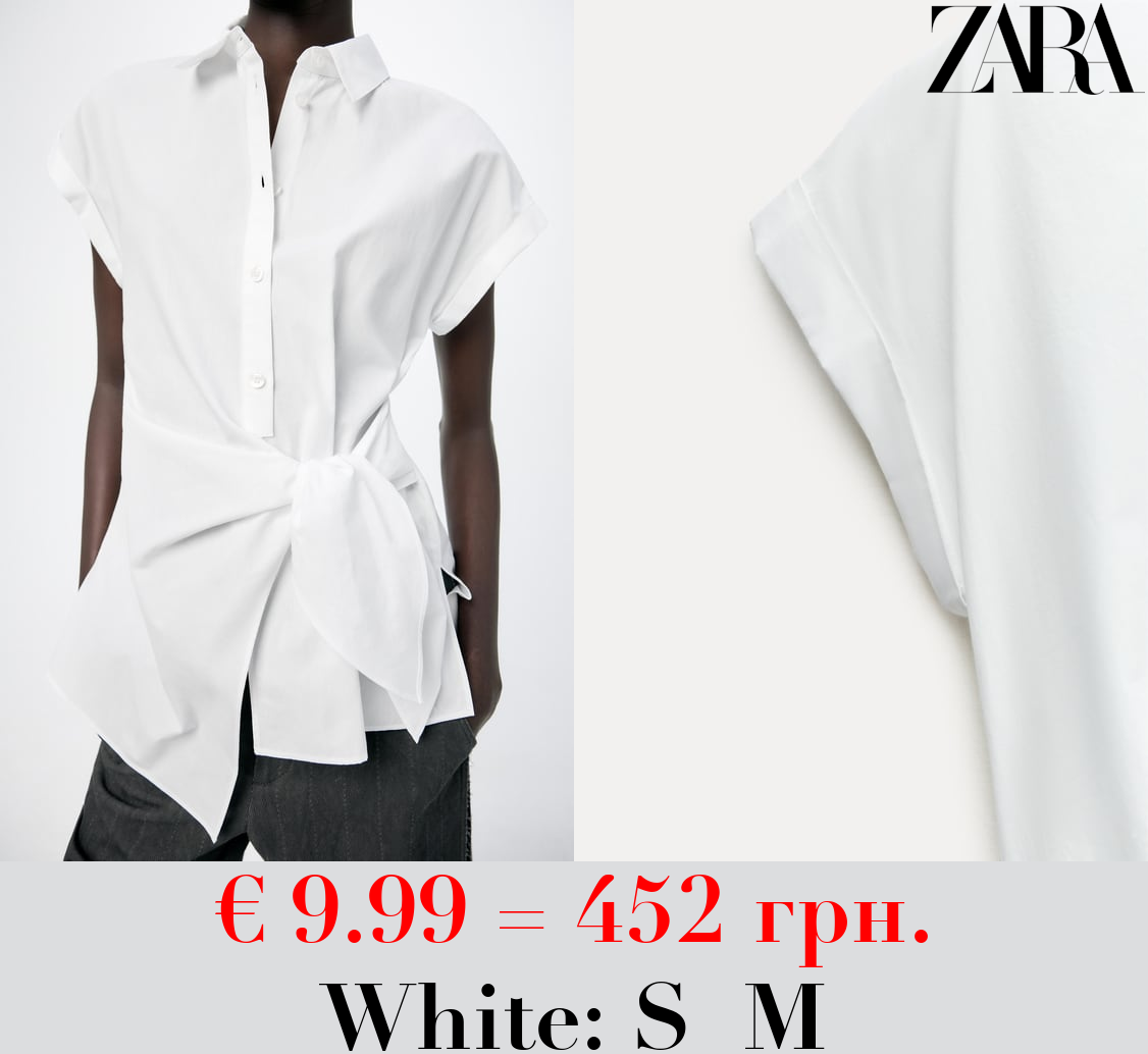 ZW COLLECTION POPLIN SHIRT WITH KNOT DETAIL
