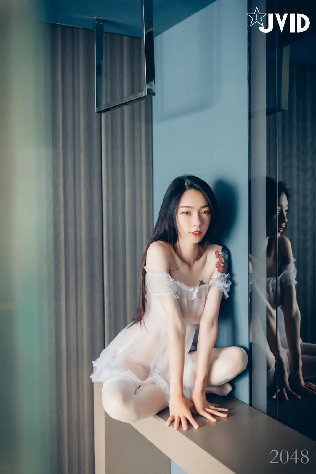 JVID精品 韩国女神飄飄 黑 超猛激凸遮不住 白 透透睡衣 不管怎樣的飄飄都好正啊!! Vol.02 32