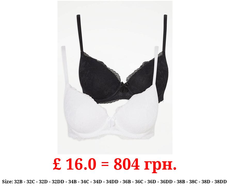 Monochrome Lace T-Shirt Bras 2 Pack