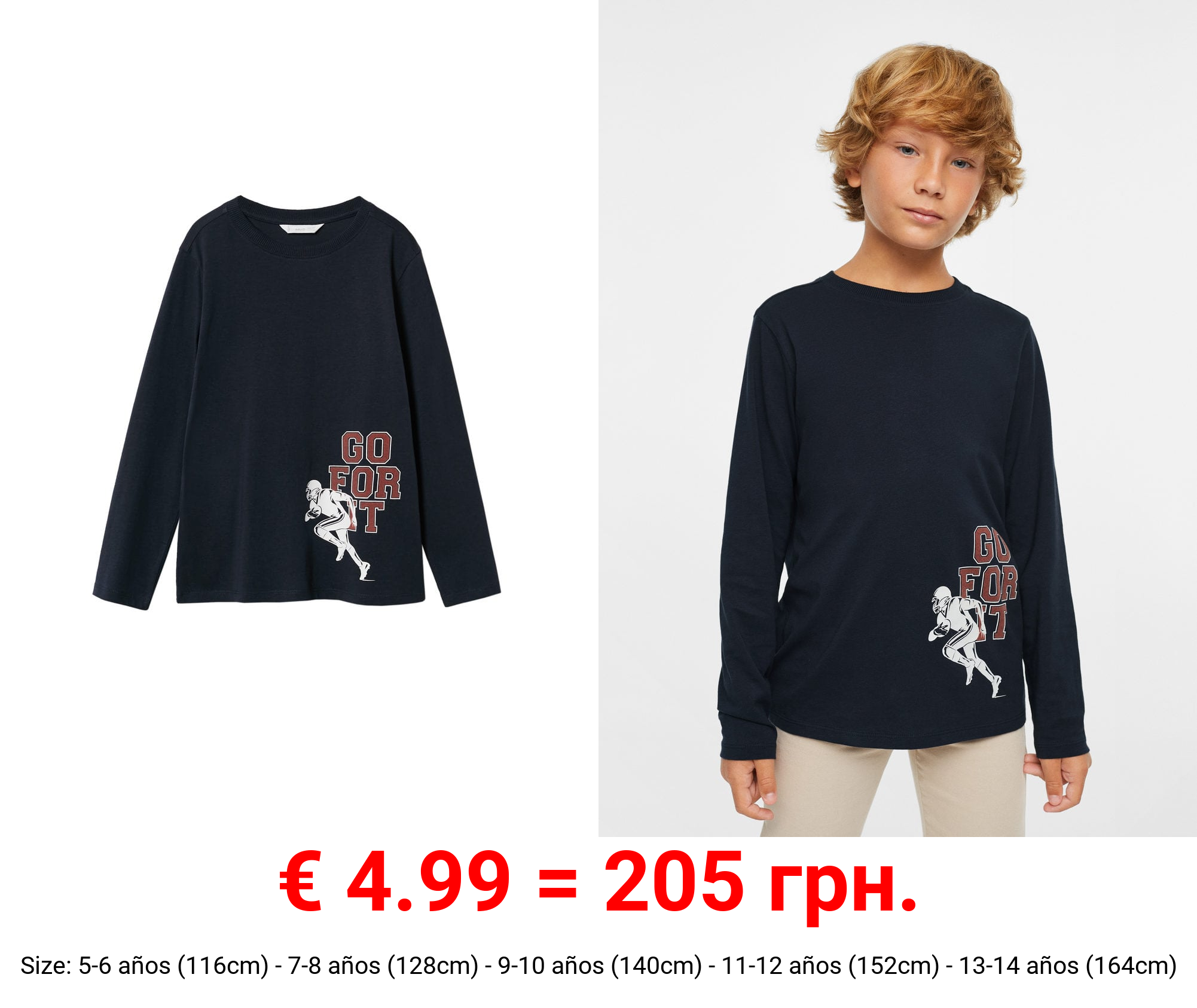 camiseta manga larga estampada