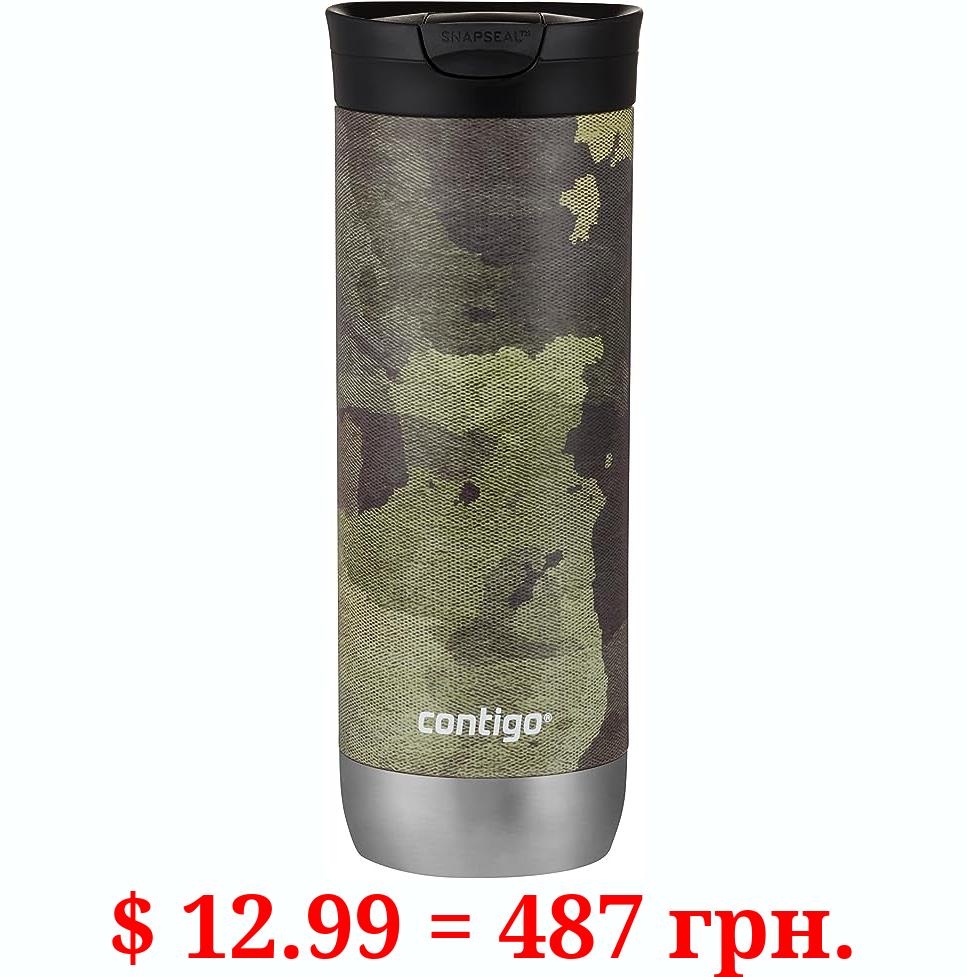 Contigo Huron Vacuum-Insulated Stainless Steel Travel Mug with Leak-Proof Lid, Keeps Drinks Hot or Cold for Hours, Fits Most Cup Holders and Brewers, 20oz Camo