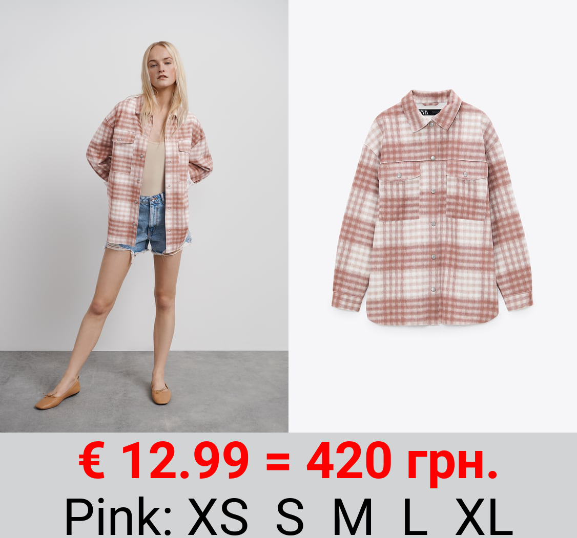 FAUX SUEDE CHECK OVERSHIRT