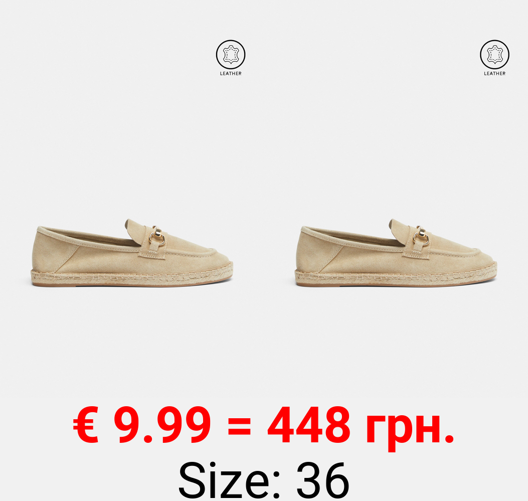 Leather espadrilles with buckle