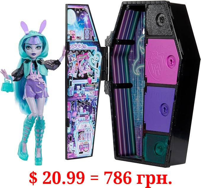 ​Monster High Doll and Fashion Set, Twyla Doll, Skulltimate Secrets: Neon Frights, Dress-Up Locker with 19+ Surprises​
