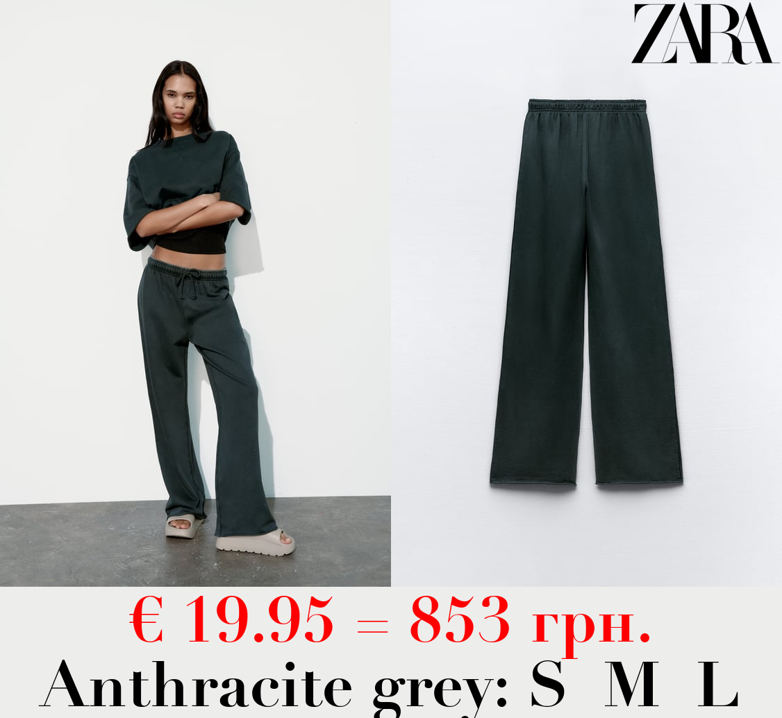 FADED-EFFECT PLUSH JOGGER TROUSERS